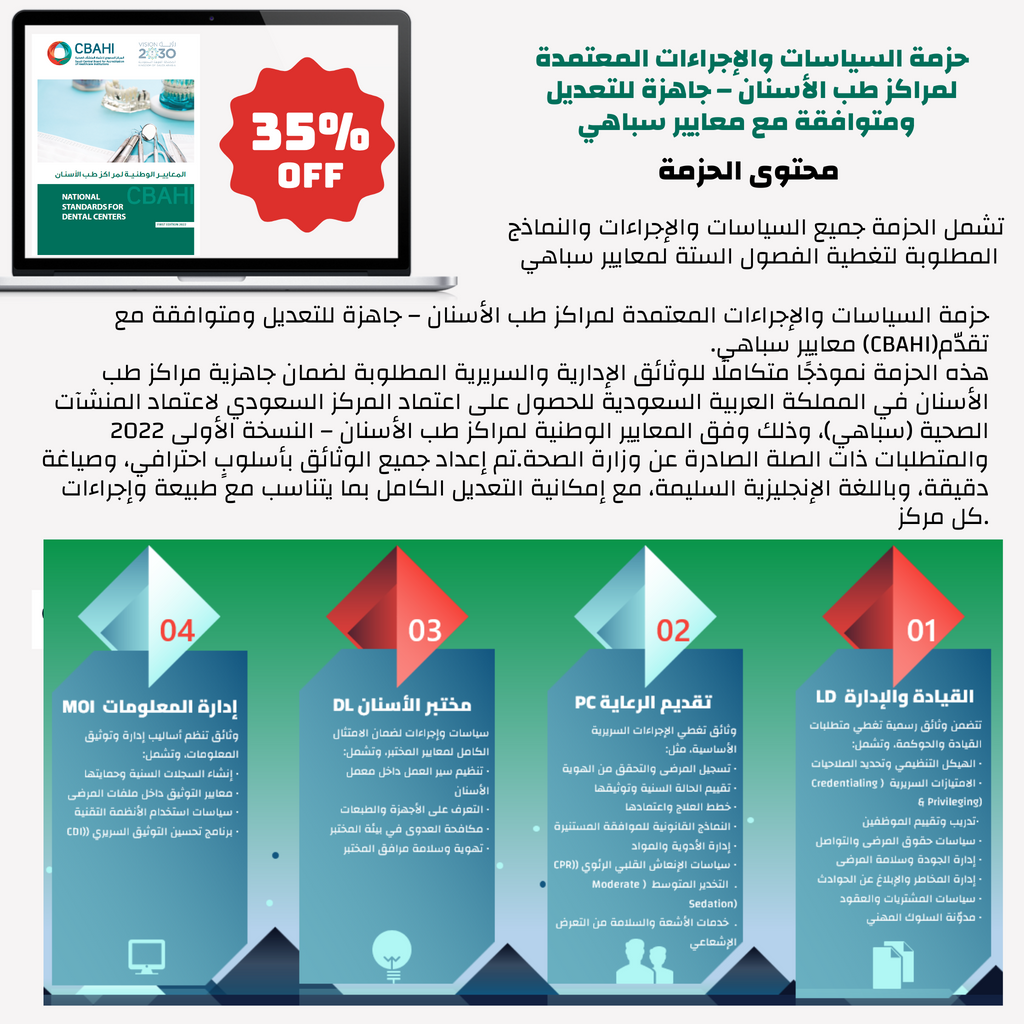 CBAHI Dental Centers Policies & Procedures Pack (Editable .DOCX)