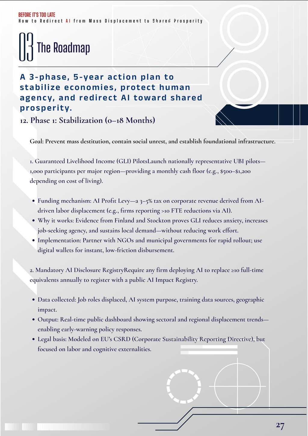 BEFORE IT’S TOO LATE  How to Redirect Artificial Intelligence from Mass Displacement to Shared Prosperity